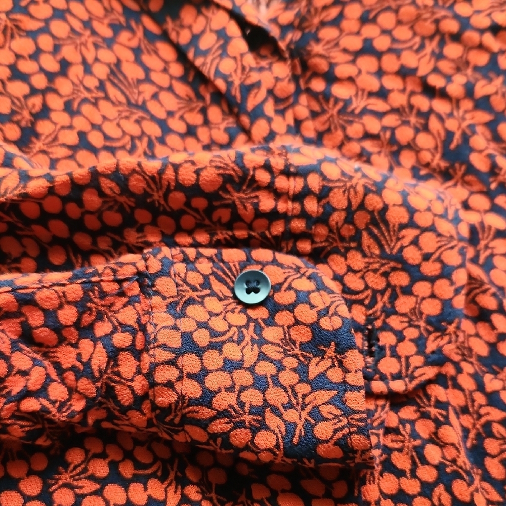 GAP Red Buttoned Mandarin Collar Blouse - Picture 5 of 5